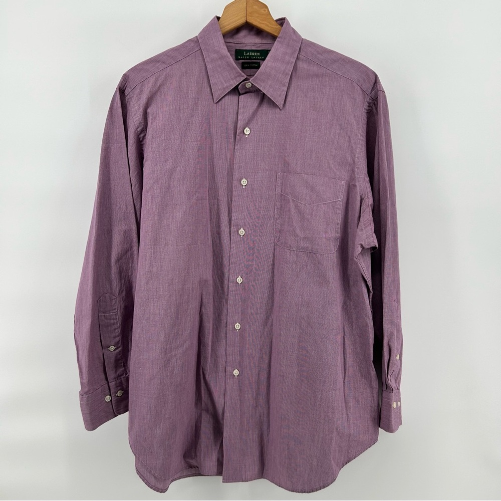 Lauren Ralph Lauren Plum Purple Micro Stripe Shirt Mens 16.5 32/33 Office Casual
